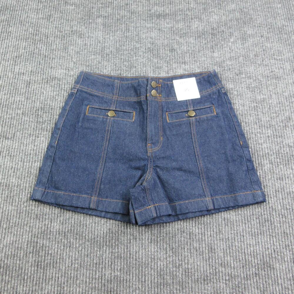 LOFT Hot Pants Womens 25 Blue Rivete Denim Double Shank High Rise 30x3.5* NWT